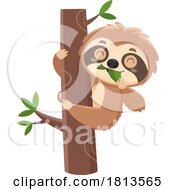 Sloth Eating A Leaf Licensed Cartoon Clipart