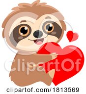 Poster, Art Print Of Sloth Hugging A Heart Licensed Cartoon Clipart