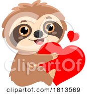 Sloth Hugging A Heart Licensed Cartoon Clipart