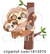 Sloth And Baby In A Tree Licensed Cartoon Clipart