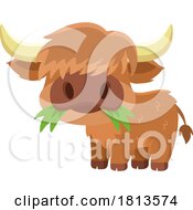 Poster, Art Print Of Highland Cow Mascot Eating Licensed Cartoon Clipart