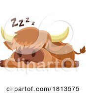 Highland Cow Mascot Sleeping Licensed Cartoon Clipart