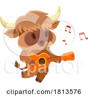 Poster, Art Print Of Highland Cow Playing A Guitar Mascot Licensed Cartoon Clipart