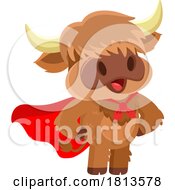 Super Hero Highland Cow Mascot Licensed Cartoon Clipart