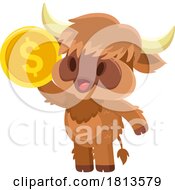 Poster, Art Print Of Highland Cow Mascot With A Coin Licensed Cartoon Clipart