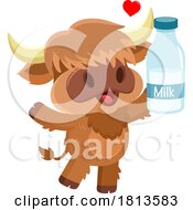 Poster, Art Print Of Highland Cow Mascot With Milk Licensed Cartoon Clipart