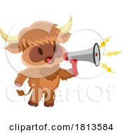 Poster, Art Print Of Highland Cow Mascot Using A Megaphone Licensed Cartoon Clipart