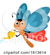 Poster, Art Print Of Butterfly With A Watering Can Licensed Cartoon Clipart