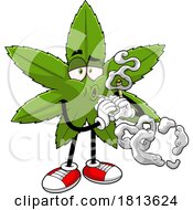 Pot Leaf Mascot Blowing Smoke Hearts Licensed Cartoon Clipart