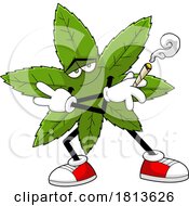 Dancing And Smoking Pot Leaf Mascot Licensed Cartoon Clipart