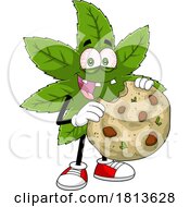 Pot Leaf Mascot Eating A Cookie Licensed Cartoon Clipart