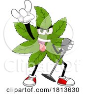 Rock Star Pot Leaf Mascot Licensed Cartoon Clipart