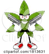 Poster, Art Print Of Armed Pot Leaf Mascot Licensed Cartoon Clipart