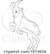 Poster, Art Print Of Rampant Goat Licensed Black And White Cartoon Clipart