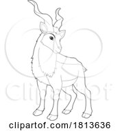 Poster, Art Print Of Markhor Licensed Black And White Cartoon Clipart