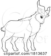 Poster, Art Print Of Markhor Licensed Black And White Cartoon Clipart