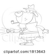 Poster, Art Print Of Detective Dog With Flashlight Licensed Black And White Cartoon Clipart