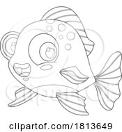 Poster, Art Print Of Cute Fish Licensed Black And White Cartoon Clipart