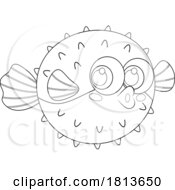 Poster, Art Print Of Blow Fish Licensed Black And White Cartoon Clipart