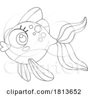 Poster, Art Print Of Cute Goldfish Licensed Black And White Cartoon Clipart