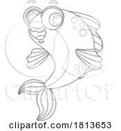 Poster, Art Print Of Cute Fish Licensed Black And White Cartoon Clipart