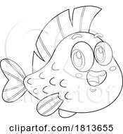 Poster, Art Print Of Cute Fish Licensed Black And White Cartoon Clipart