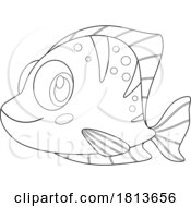 Poster, Art Print Of Cute Fish Licensed Black And White Cartoon Clipart