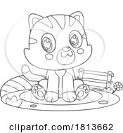 07/10/2024 - Sitting Cat Barnyard Animal Licensed Black And White Cartoon Clipart