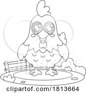 07/10/2024 - Chicken Barnyard Animal Licensed Black And White Cartoon Clipart