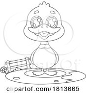 Poster, Art Print Of Mallard Duck Barnyard Animal Licensed Black And White Cartoon Clipart