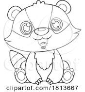 Poster, Art Print Of Cute Sitting Baby Badger Licensed Black And White Cartoon Clipart