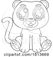 Poster, Art Print Of Sitting Panther Licensed Black And White Cartoon Clipart