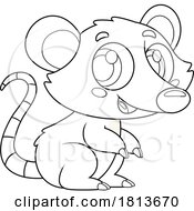 Poster, Art Print Of Cute Opossum Licensed Black And White Cartoon Clipart