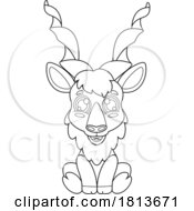 Poster, Art Print Of Sitting Markhor Licensed Black And White Cartoon Clipart