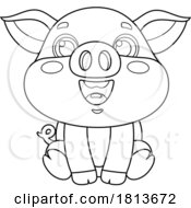 Poster, Art Print Of Cute Piglet Licensed Black And White Cartoon Clipart