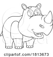 Poster, Art Print Of Cute Rhino Licensed Black And White Cartoon Clipart