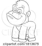 Poster, Art Print Of Baby Gorilla Licensed Black And White Cartoon Clipart