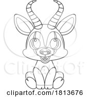 Poster, Art Print Of Sitting Baby Springbok Licensed Black And White Cartoon Clipart