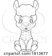 Poster, Art Print Of Sitting Llama Licensed Black And White Cartoon Clipart