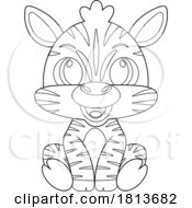 Poster, Art Print Of Cute Sitting Zebra Licensed Black And White Cartoon Clipart