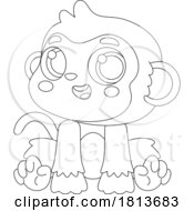 Poster, Art Print Of Cute Monkey Licensed Black And White Cartoon Clipart