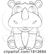 Poster, Art Print Of Cute Rhino Licensed Black And White Cartoon Clipart