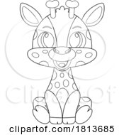 Poster, Art Print Of Cute Giraffe Licensed Black And White Cartoon Clipart