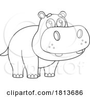 Poster, Art Print Of Cute Hippo Licensed Black And White Cartoon Clipart