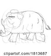 Mammoth Licensed Black And White Cartoon Clipart