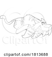 Poster, Art Print Of Smilodon Saber Tooth Tiger Licensed Black And White Cartoon Clipart