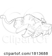 Smilodon Saber Tooth Tiger Licensed Black And White Cartoon Clipart