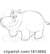 Poster, Art Print Of Hippo Licensed Black And White Cartoon Clipart