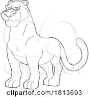 Black Panther Licensed Black And White Cartoon Clipart