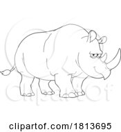 Poster, Art Print Of Rhino Licensed Black And White Cartoon Clipart